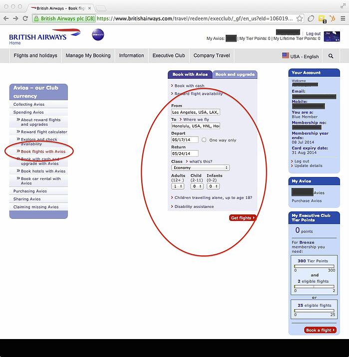 British Airways Award Booking 7