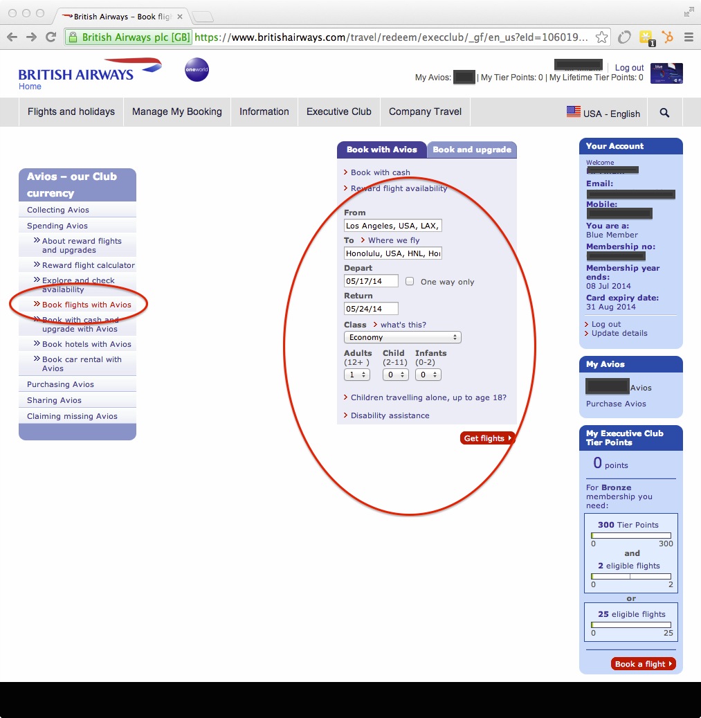 British Airways Award Booking 7